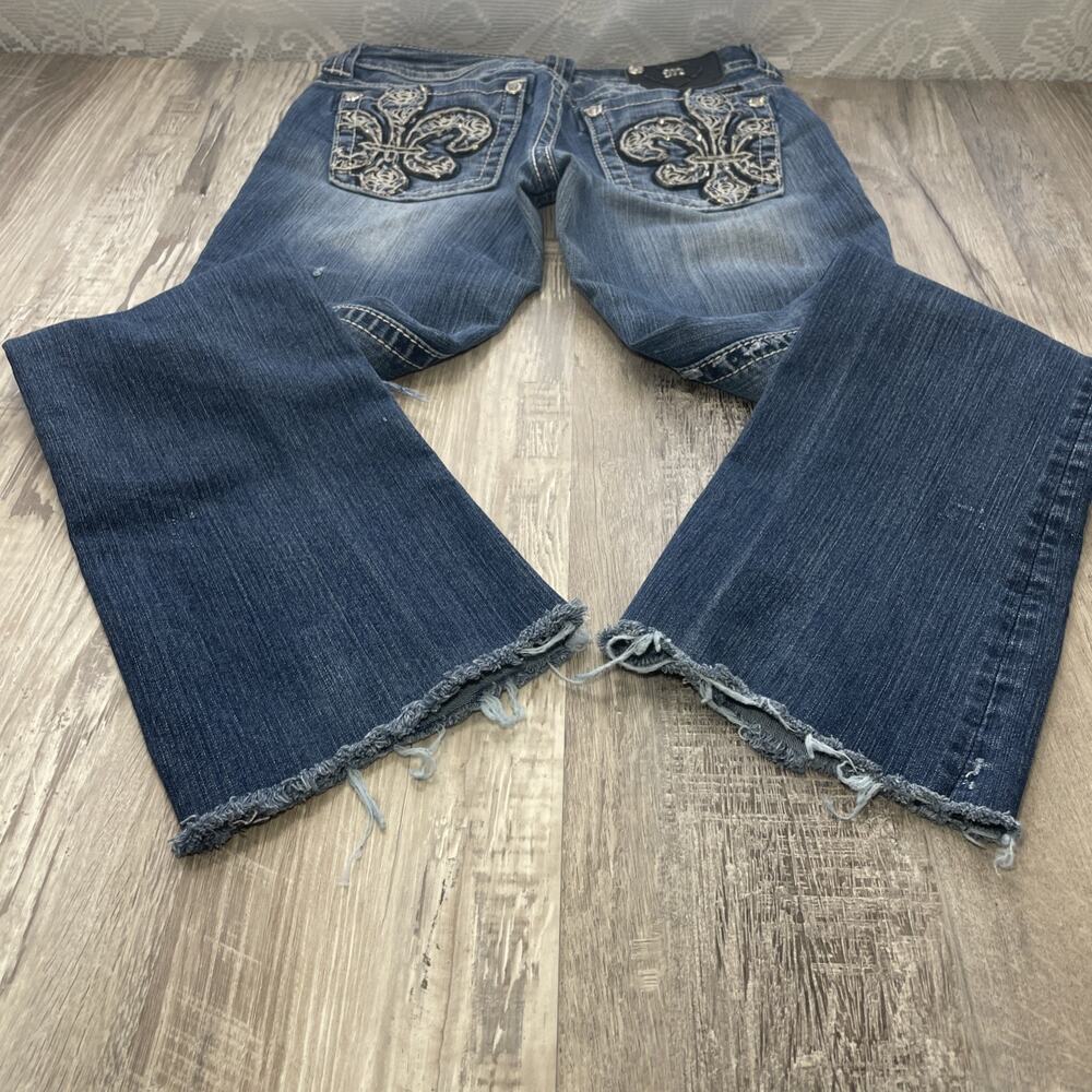 Miss Me Jeans Rhinestone Boot Cut Jp6126b Raw Hem** Size 27** Short**29" inseam - Picture 16 of 16
